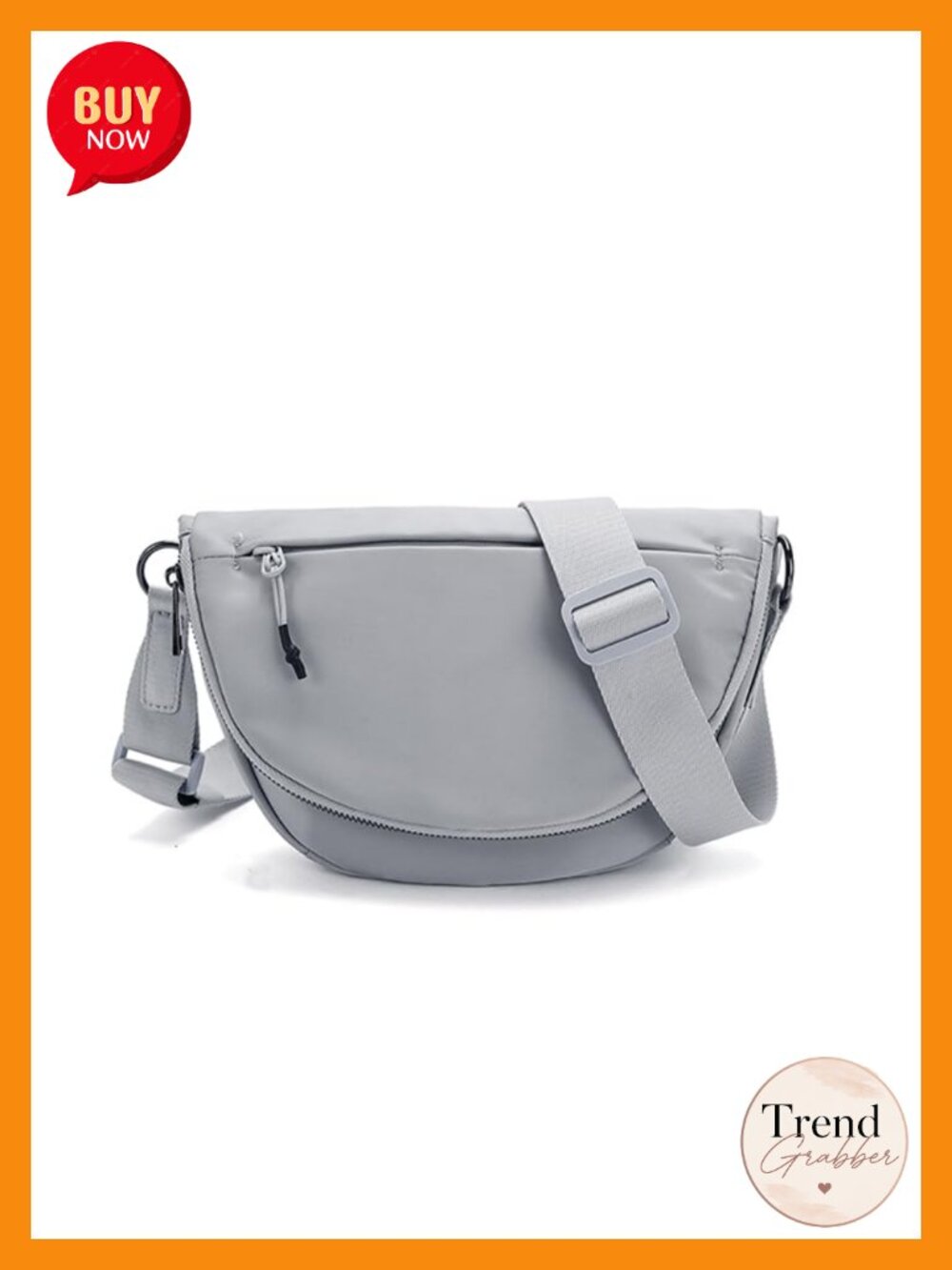 Crescent Moon Nylon Crossbody Bag Adjustable Strap Lightweight Foldable